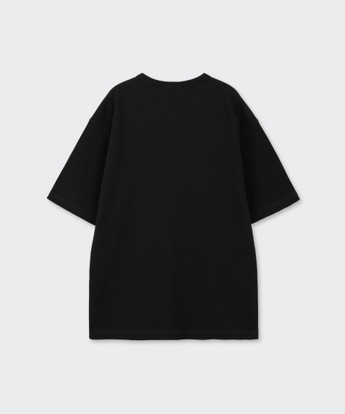 Waffle Henley Neck T-Shirt [Black] thumbnail 6
