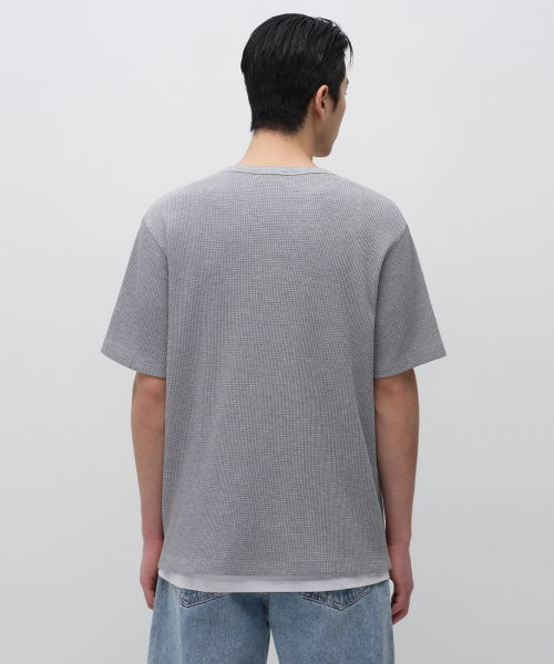 Футболка хенли вафельной текстуры [Medium Grey]