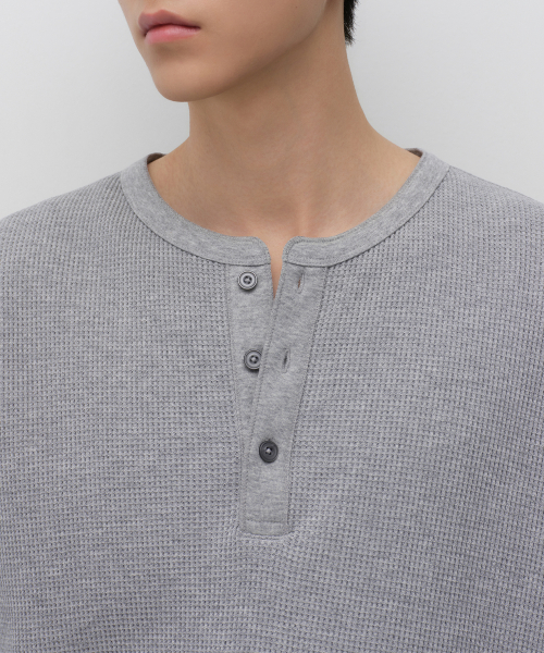 Футболка хенли вафельной текстуры [Medium Grey]