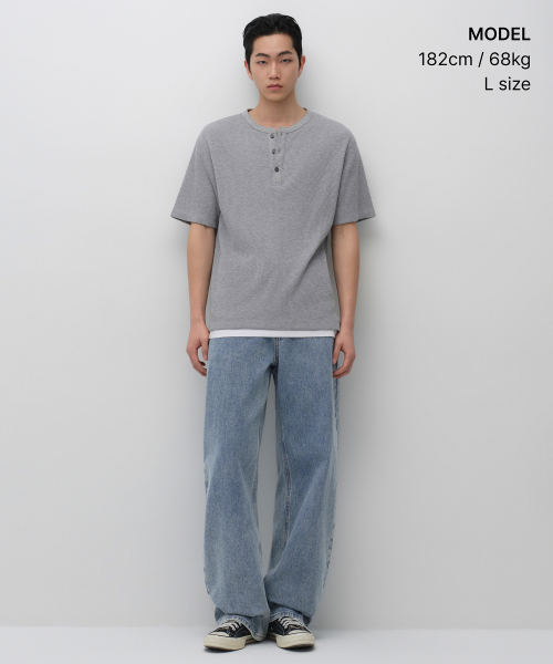 Футболка хенли вафельной текстуры [Medium Grey]