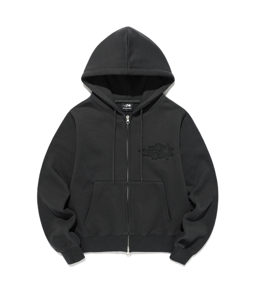 3STAR CROP HOODIE ZIP UP_CHARCOAL(NG2GSUM492A)