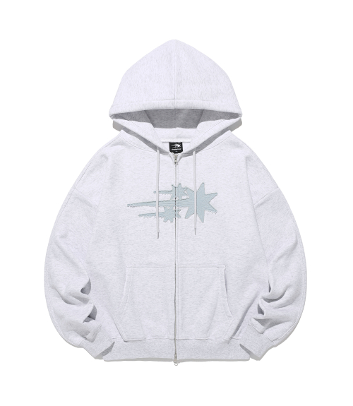 3STAR APPLIQUE HOODIE ZIP UP_LIGHT GREY(NG2GSUM490A)
