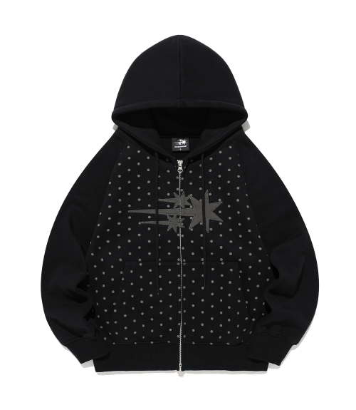 DOT 3STAR RAGLAN CROP HOODIE ZIP UP_BLACK(NG2GSUM493A)