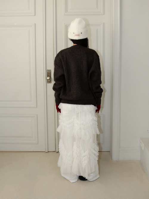 MEENDERI LOGO WOOL CARDIGAN - BROWN