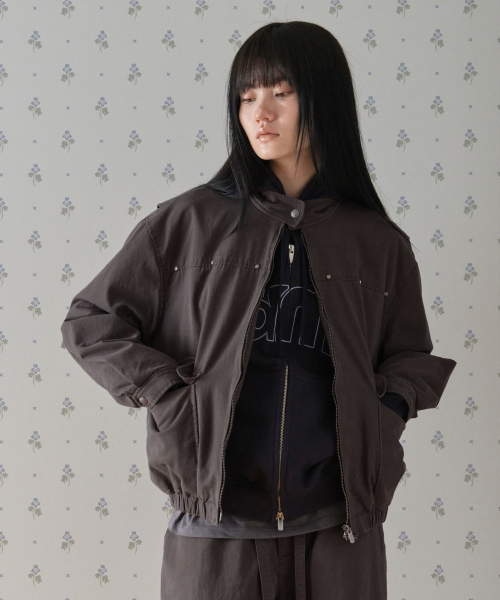 WASHED COTTON JACKET_CHARCOAL