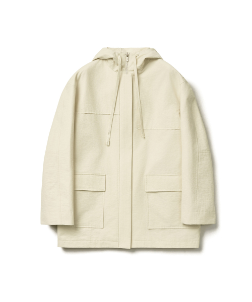 HOODED HALF TRENCH_CREAM