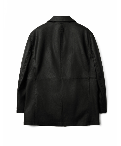 FAUX LEATHER HALF JACKET_BLACK