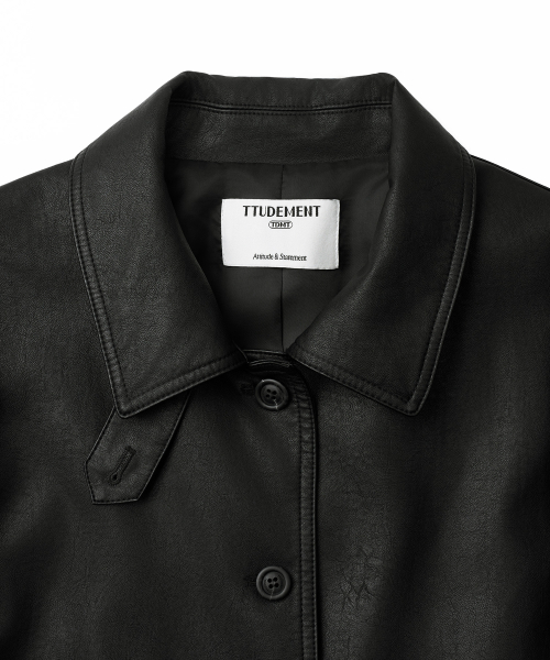 FAUX LEATHER HALF JACKET_BLACK