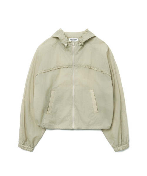 SHEER FRILLED WINDBREAKER_KHAKI