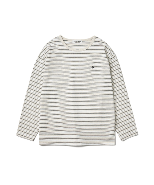 STRIPED ROUND-NECK T-SHIRT_OATMEAL