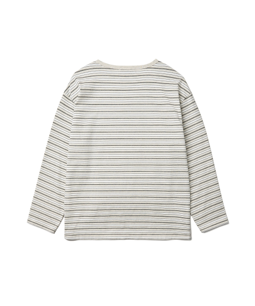 STRIPED ROUND-NECK T-SHIRT_OATMEAL