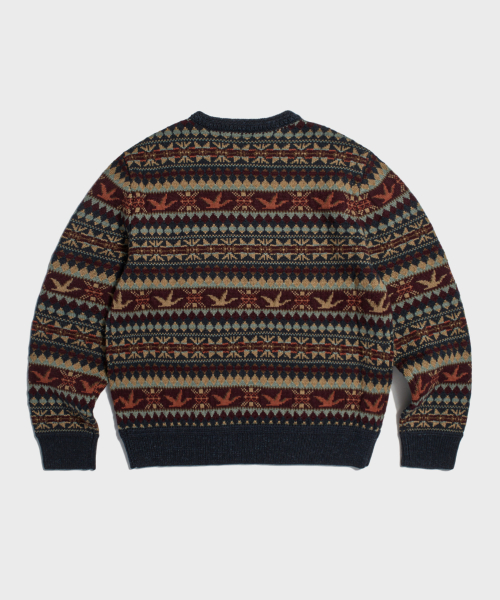 Fair Isle Wool Knit свитер Navy