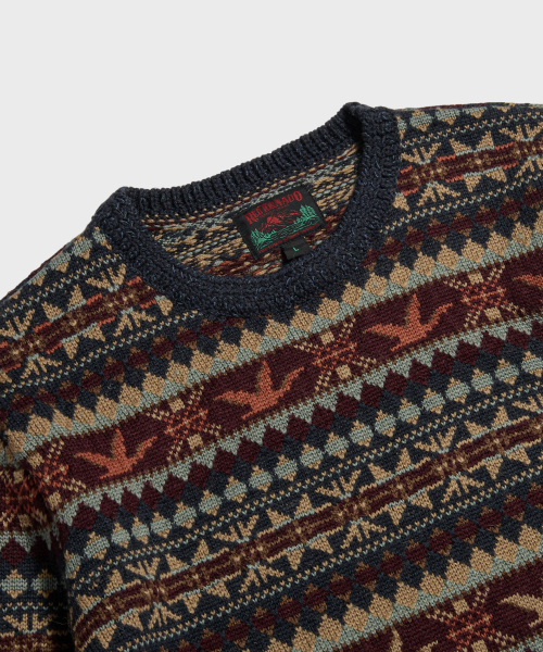Fair Isle Wool Knit свитер Navy