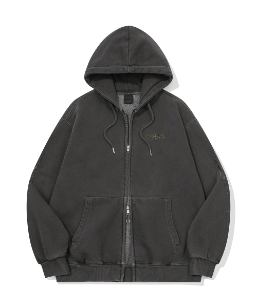 [2-WAY] Navasta пигментированный худи-молния Smoke Black