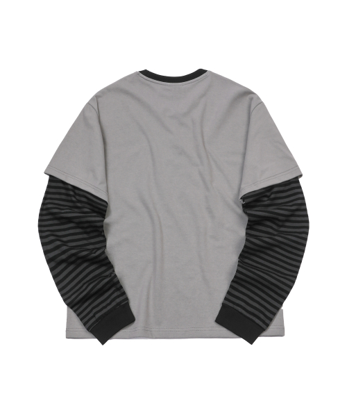 Stripe Layered Long Sleeve Gray