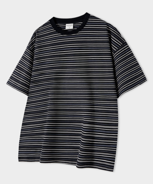 CALM STRIPED OVERFIT SHORT SLEEVE T-рубашка [BLACK]