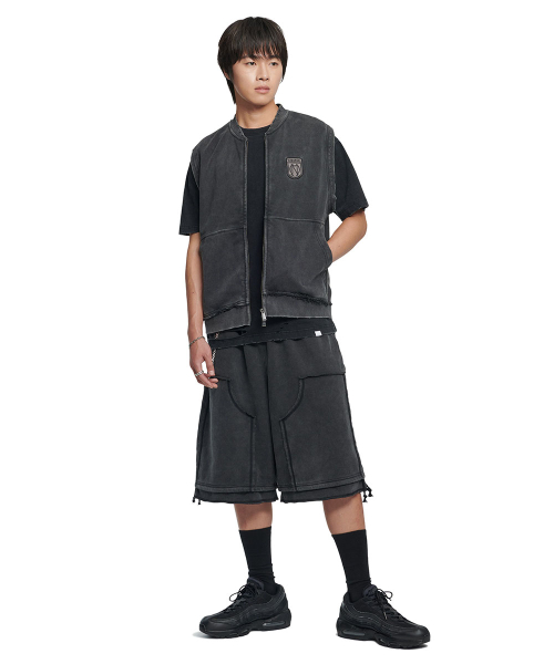EMBLEM SWEAT жилет - WASHED BLACK