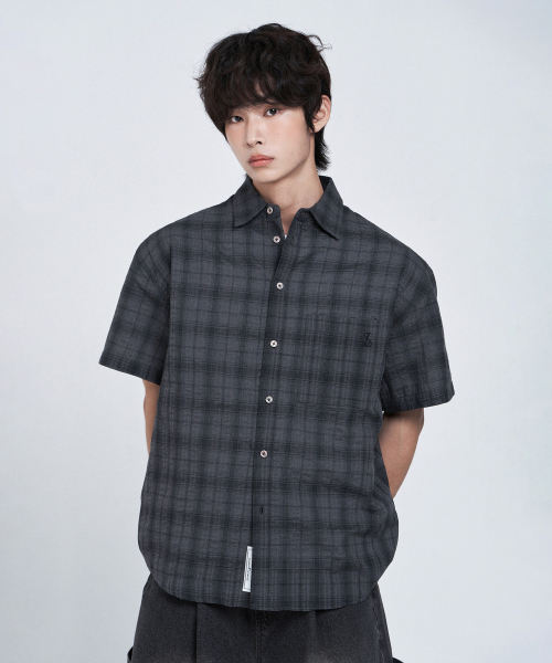 CHECK OVERFIT SHORT SLEEVE рубашка [CHARCOAL]