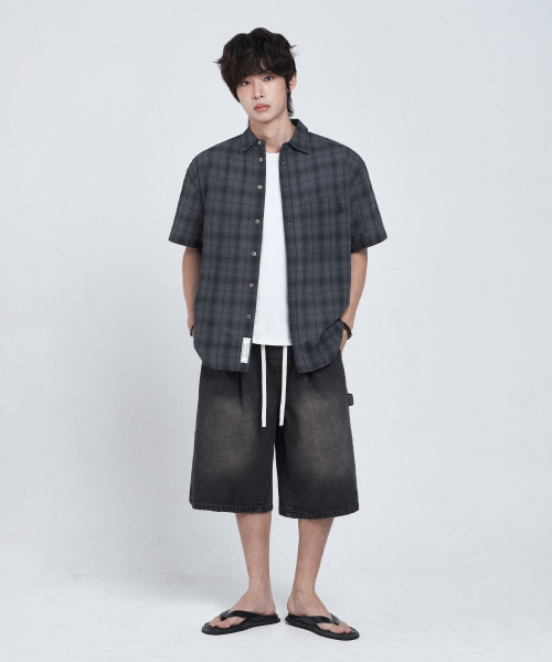 CHECK OVERFIT SHORT SLEEVE рубашка [CHARCOAL]