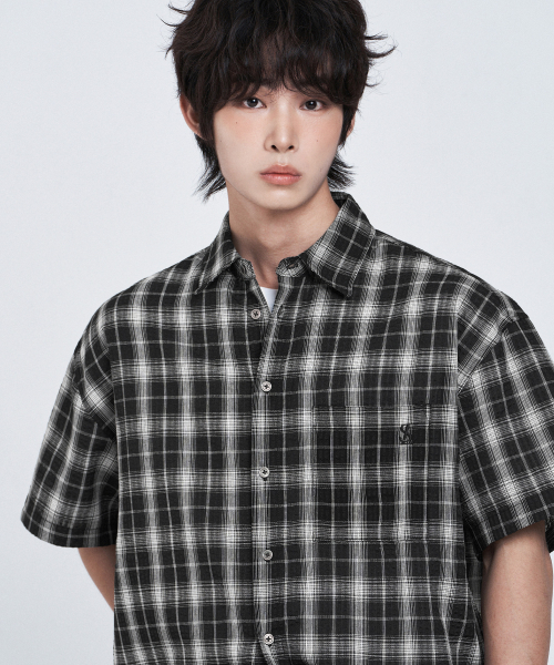 CHECK OVERFIT SHORT SLEEVE рубашка [BLACK]