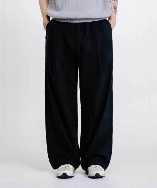 LINEN LIKE BANDING WIDE штаны [BLACK]