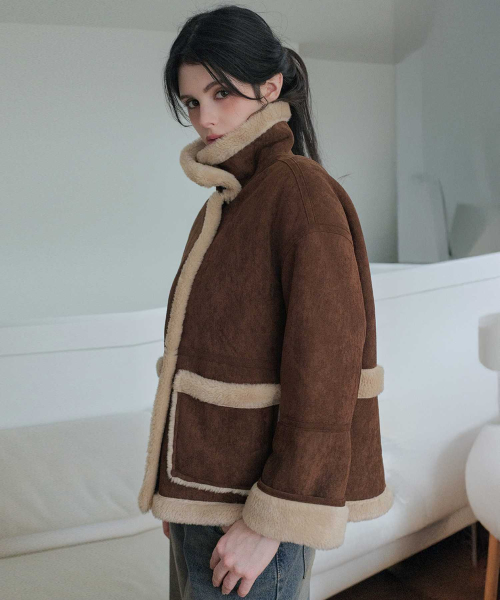 Contrast Faux Shearling куртка
