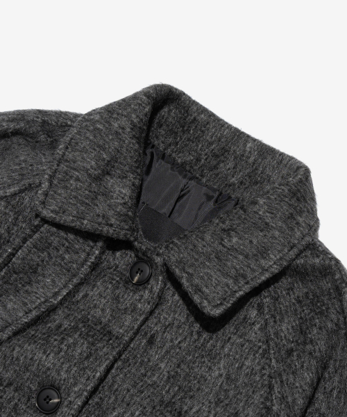 Длинное шерстяное пальто с высоким воротником и поясом (Black)