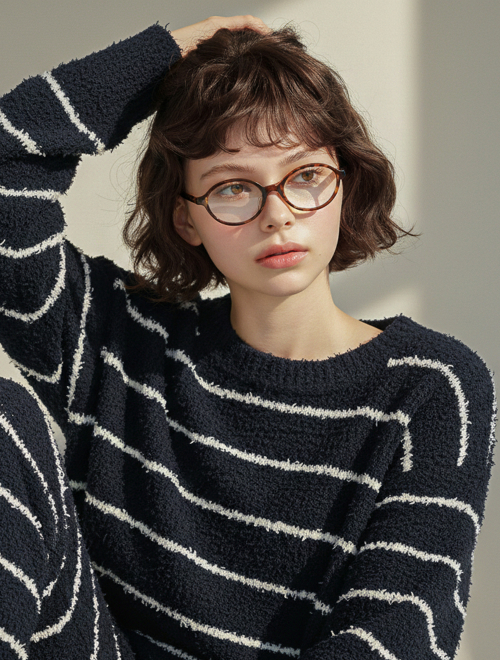 флис Stripe Two-Piece Pajama Set Navy