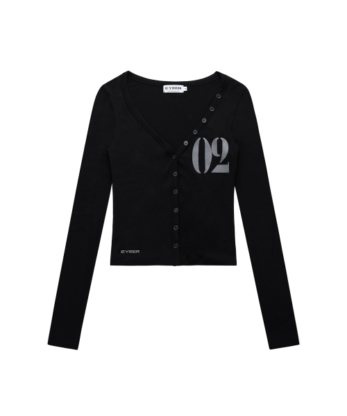 02 Logo Button Long Sleeve - Black