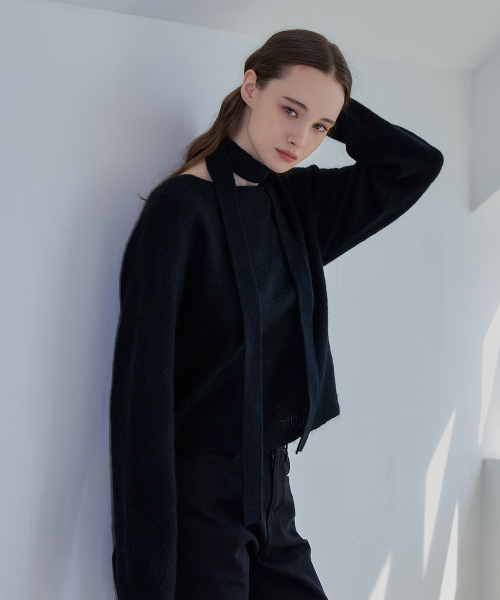 Вязаный шарф из альпаки (Black)