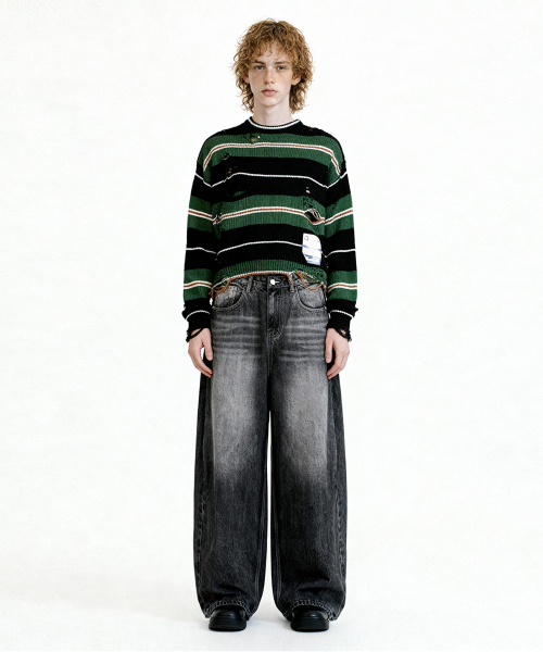 Vintage side pintuck деним штаны (gray)