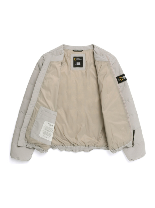 Легкий пуховик N254UDW029 Heron U-neck с патчем Beige