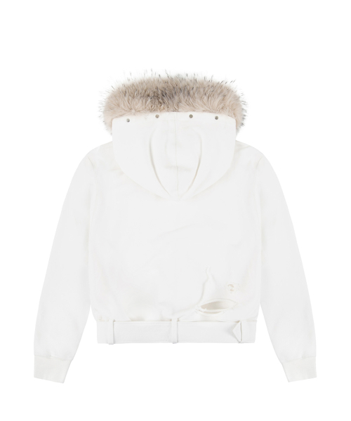 Belted Fur худи Zip-up - White