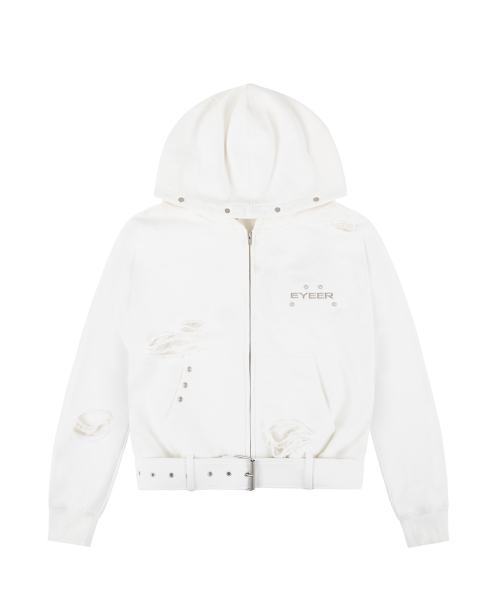 Belted Fur худи Zip-up - White