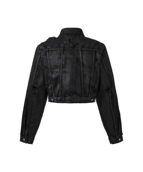 Укороченная джинсовка с пропиткой - Coated Black
