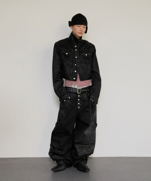 Укороченная джинсовка с пропиткой - Coated Black