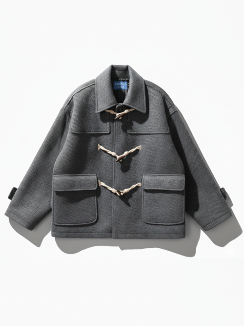 Оверсайз дафлкот с воротником (Charcoal Beige) / M254OT08