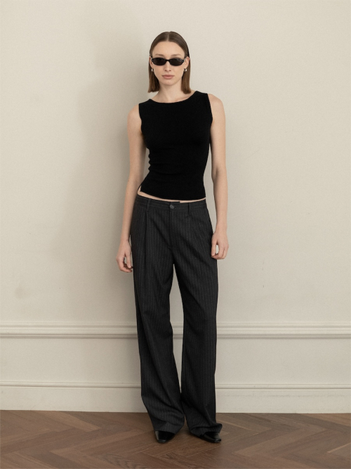 G GENTLE WIDE LEG PINSTRIPE брюки (серый)