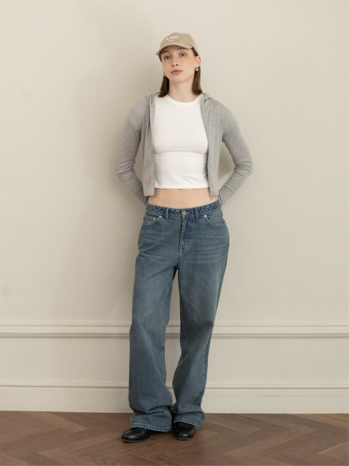 G классический ESSENTIAL RIB ZIP-UP (серый)