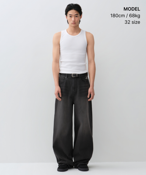 [COOLTANDARD] BALLOON джинсовые брюки [WASHED BLACK]