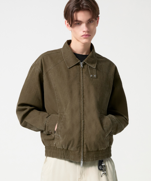 Укороченная хлопковая куртка с винтажной стиркой Khaki Brown