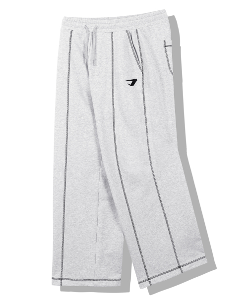 Широкие спортивные штаны с оверлочным швом_Melange Grey