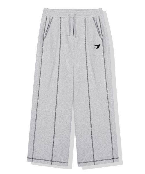 Широкие спортивные штаны с оверлочным швом_Melange Grey
