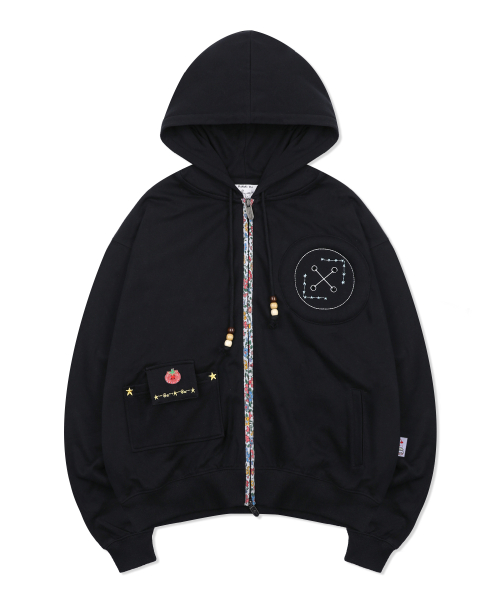 Худи на молнии с цветочным принтом WXJ041 (BLACK)