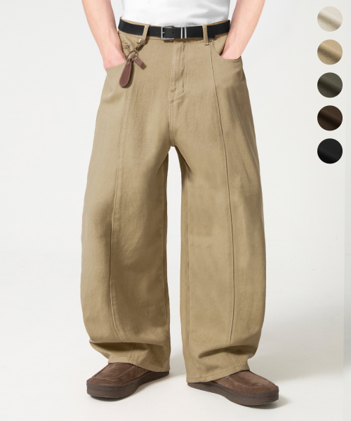 CURVED BALLOON FIT WIDE хлопковая PANTS_5color