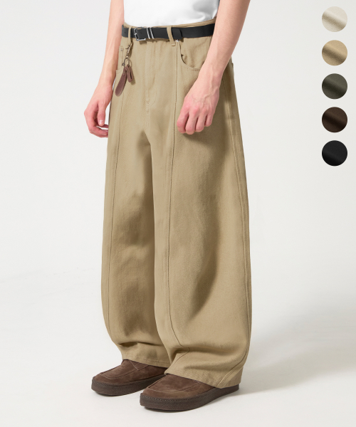 CURVED BALLOON FIT WIDE хлопковая PANTS_5color