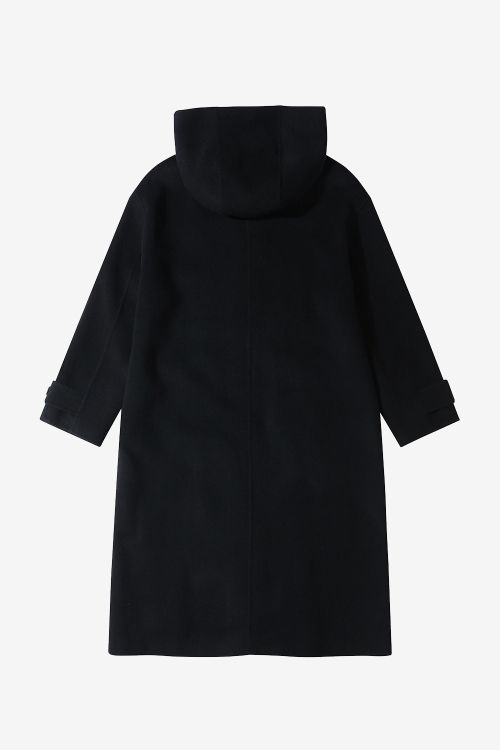 Cashmere hood long coat_Black