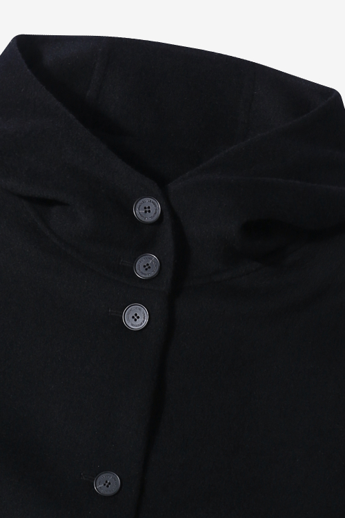 Cashmere hood long coat_Black