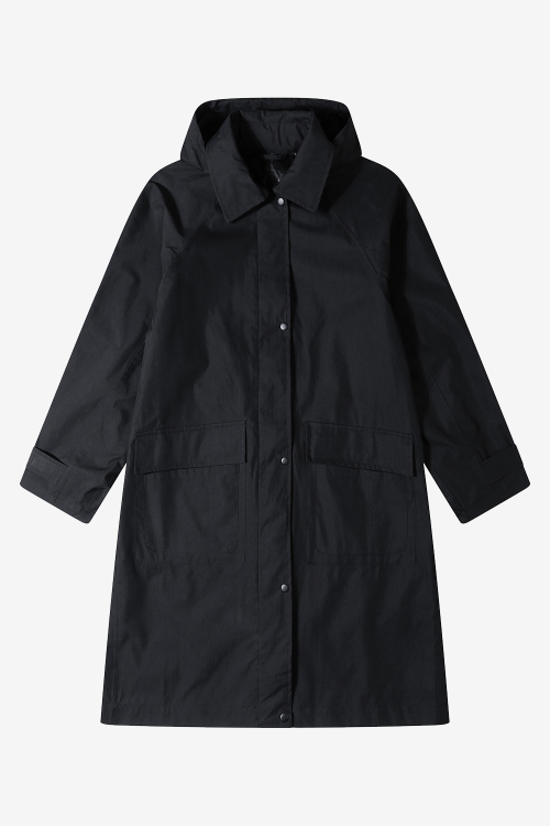 Hood nylon utility trench coat_Black