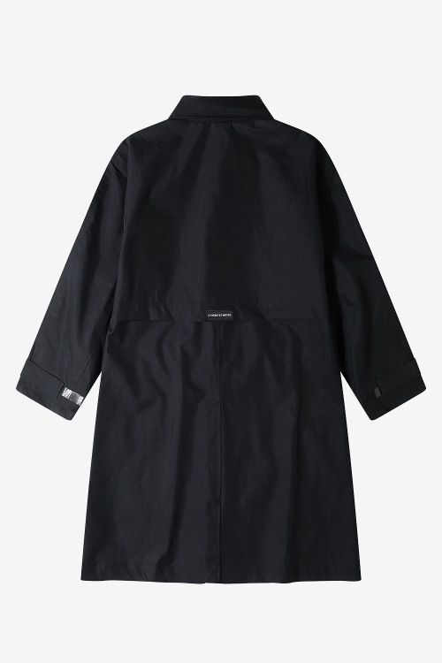 Hood nylon utility trench coat_Black